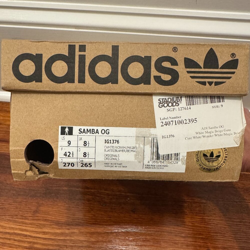 Adidas Mens Samba OG "White Magic Beige Gum" IG1376 Sneakers, Size US Men-9 - Picture 7 of 7